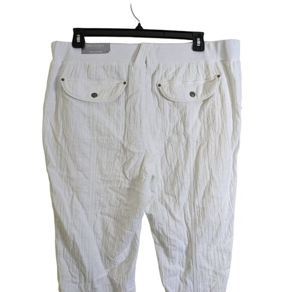 Chicos New Cargo Jogger Pants US Womens 16 Crinkle White Roll Tab Cotton Crop - Picture 4 of 9